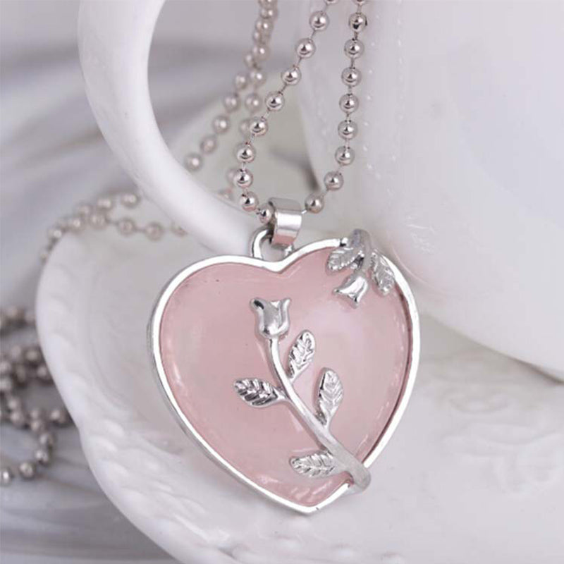 Elegante Hartvormige Rozenkwarts Halsketting - Amara Collection