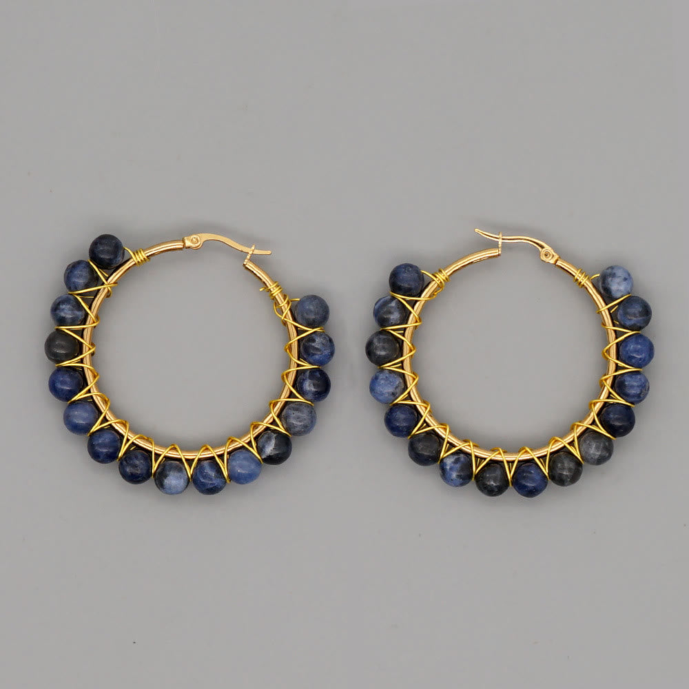 Sanne's Elegant Boho Nature-Inspired Crystal Hoop Earrings