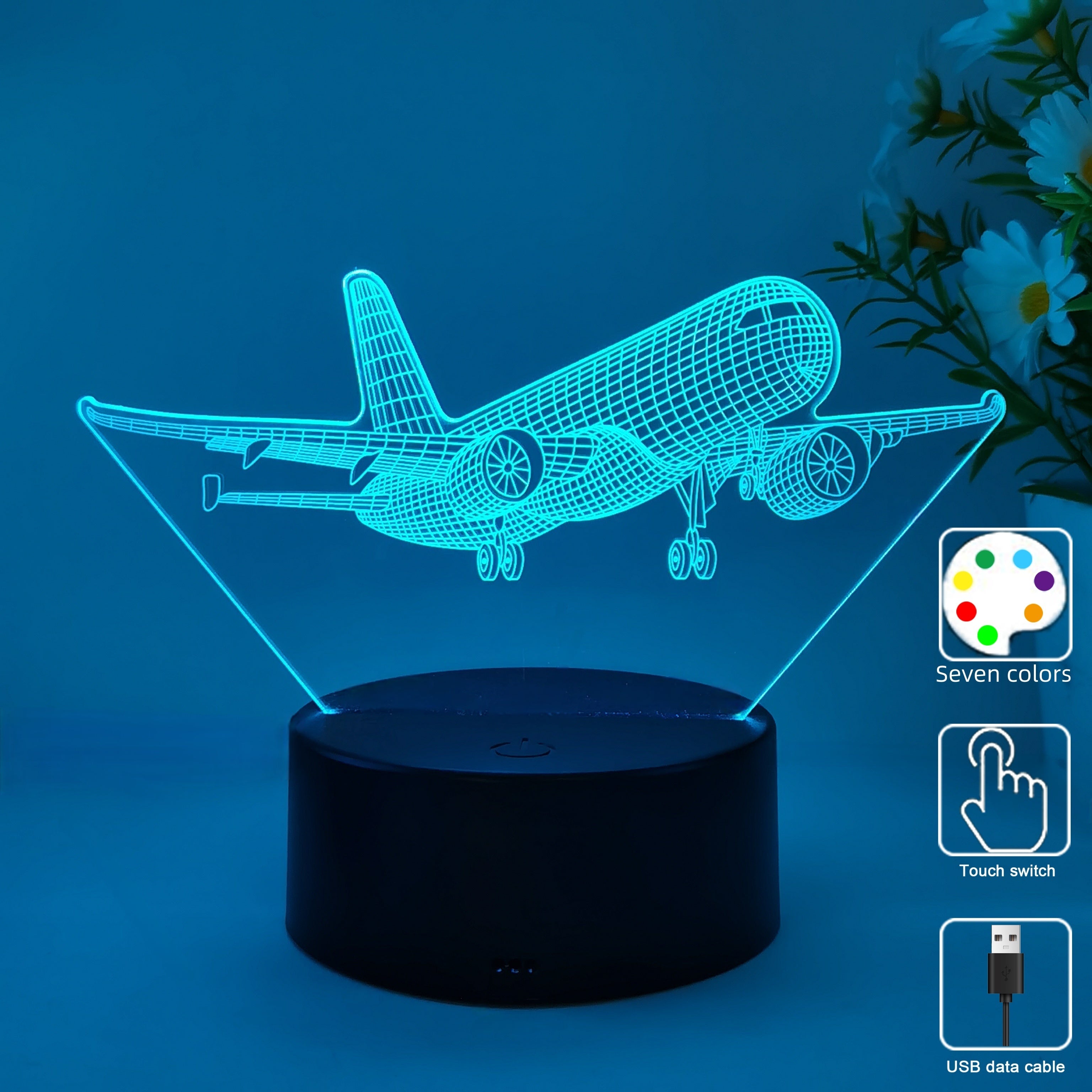 SkyGlow – 3D Vliegtuig LED Nachtlamp met USB