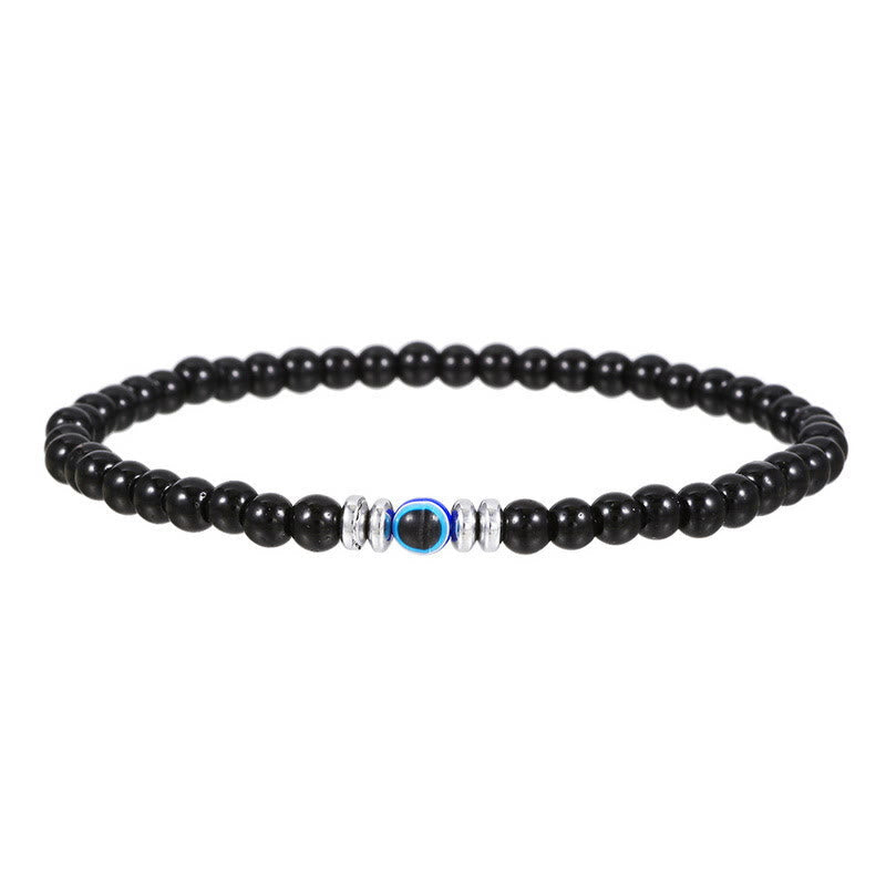 Zorgvuldig Gemaakte 4mm Natuurlijke Steen Armband met Boze Oog - Thor Edition voor Mannen