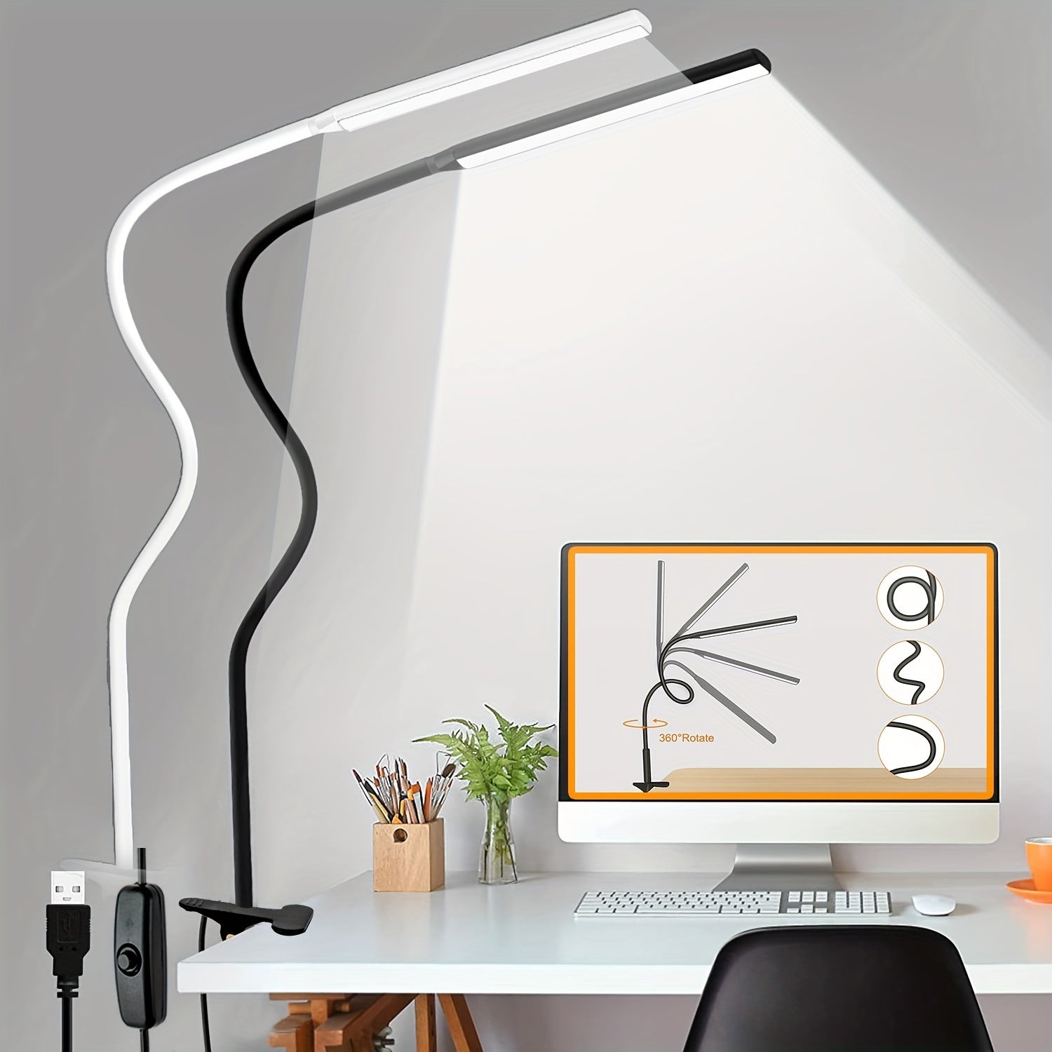 FlexiGlow - Verstelbare LED Bureaulamp met Klem