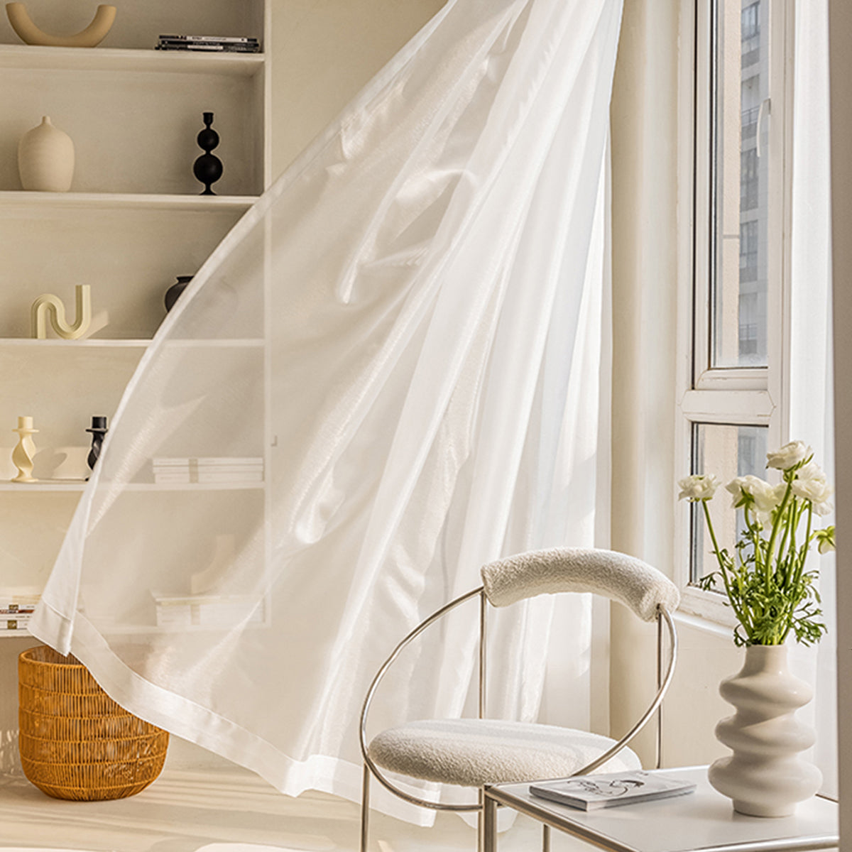 WeaveGlam Curtains - Elegante Transparante Woven Gordijnen voor Moderne Interieurs