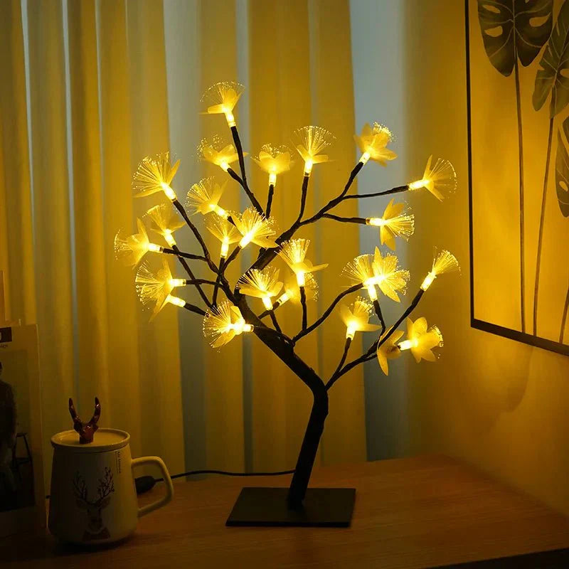 BonsaiGlow Tafellamp - Betoverende Fiber Optic Rozenlamp
