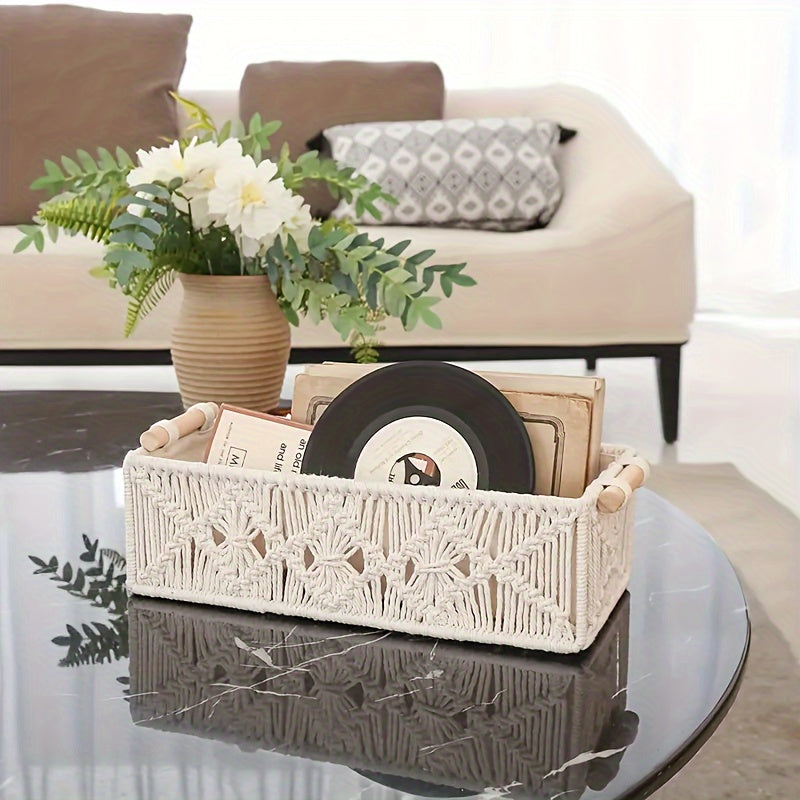 Boho Chic - Natuurlijke Katoenen Opbergmand voor Elegant Interieur