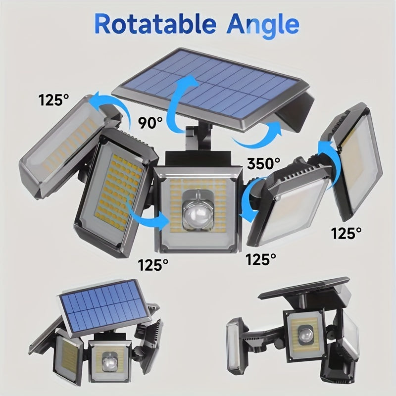 SolarGuard Pro – 5-Arm Zonne-LED Buitenlamp met Sensor