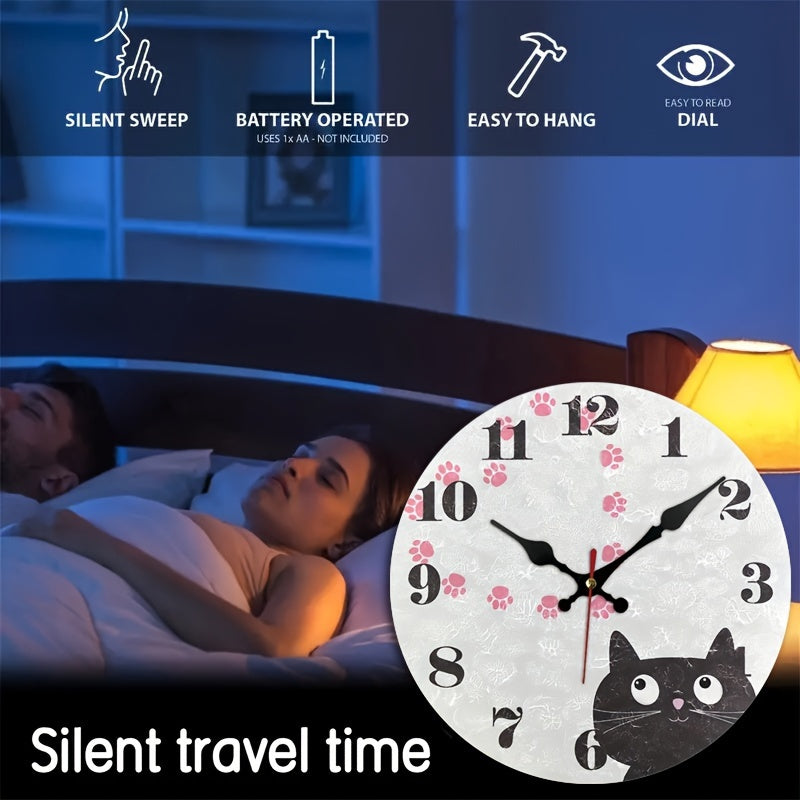 PurrTime Clock – Stijlvolle Stille Kat voor Muur