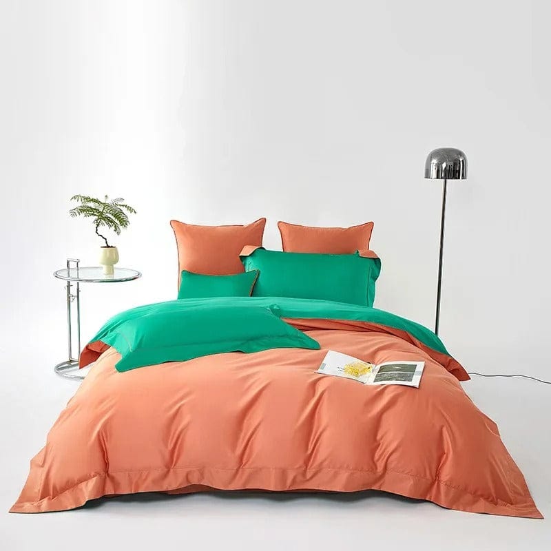 Dream Orange Green - Luxe Dekbedovertrekset voor Frisse Sfeer