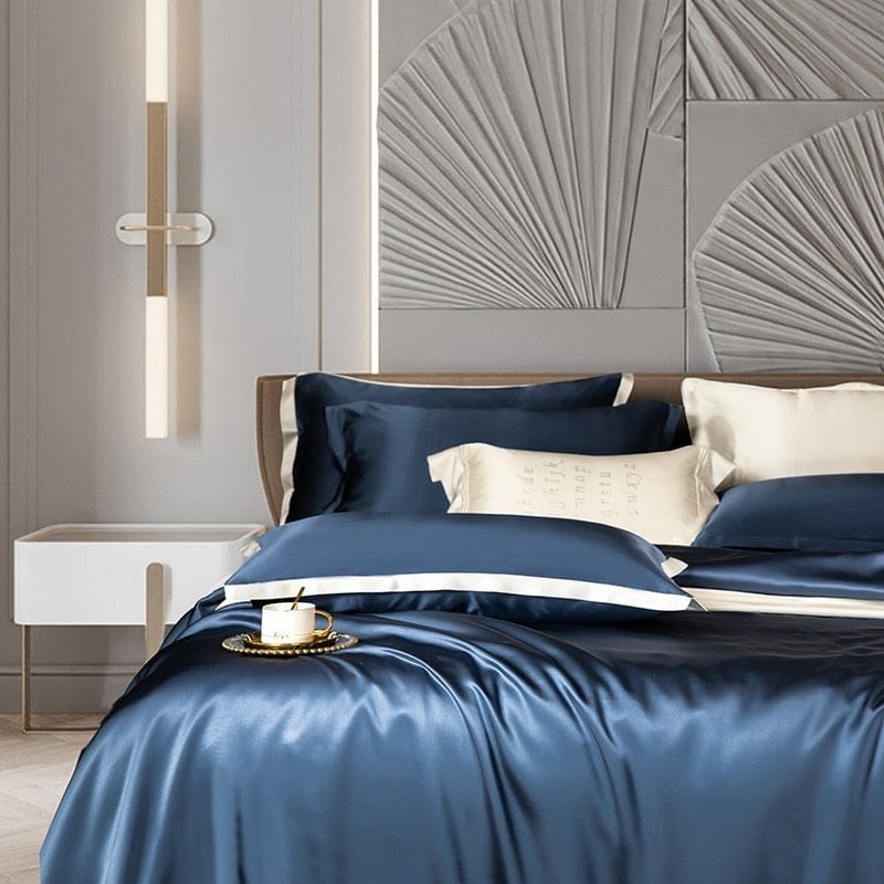 LuxLoom – Premium Moerbeizijde Beddengoed in Navy Blauw