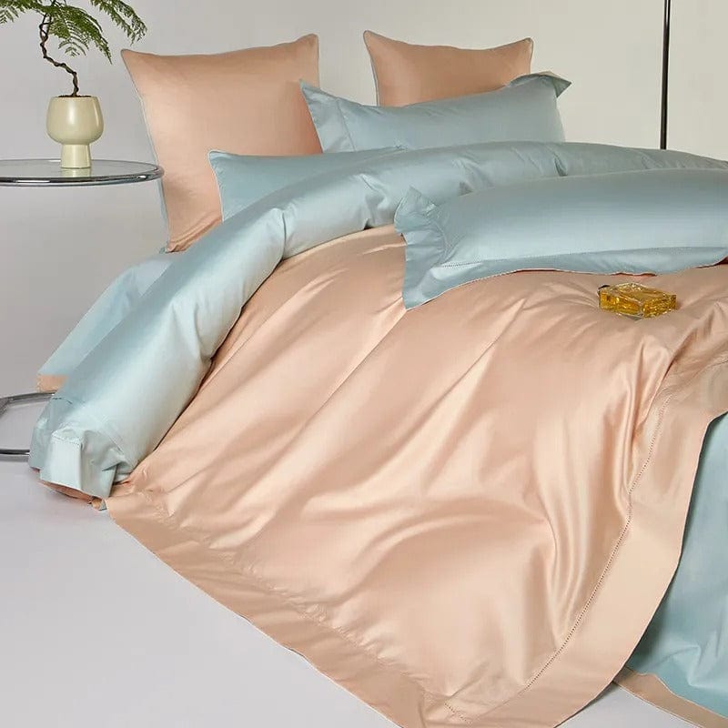 Dream Peach Blue – Luxe Dekbedovertrek Set