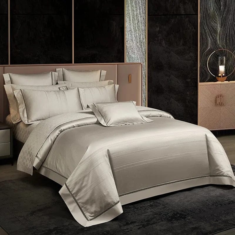 Champagne Elegance – Luxe Egyptisch Katoenen Dekbedovertrekset