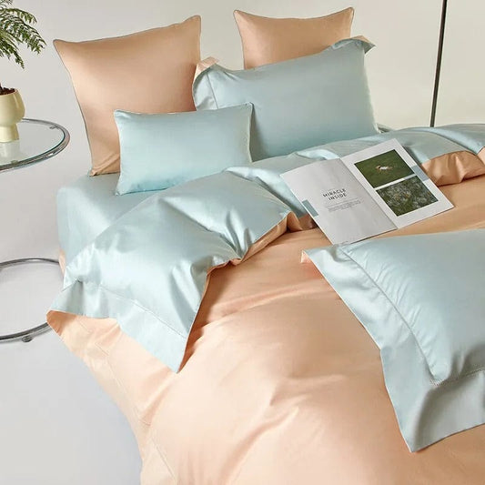 Dream Peach Blue – Luxe Dekbedovertrek Set