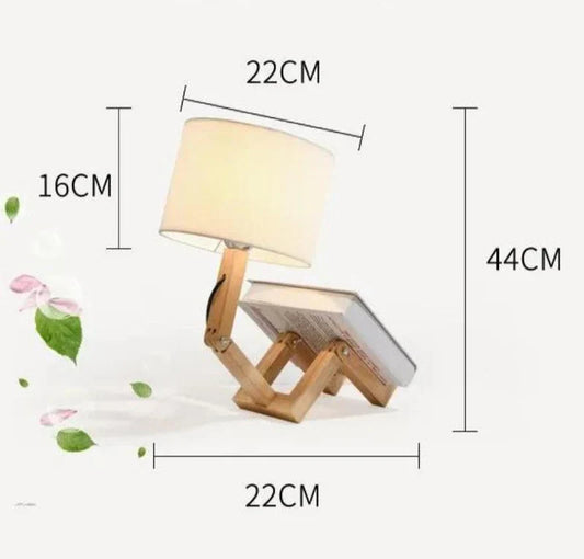 RutanFlex – Elegante Houten Tafellamp met Boekenvak