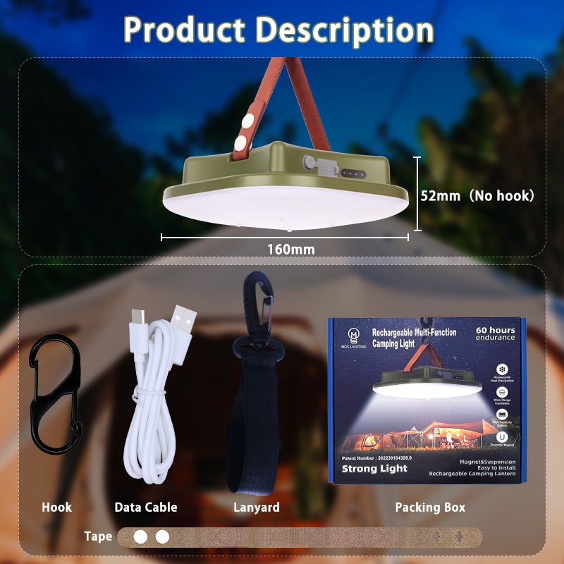 PowerGlow – Oplaadbare LED Campinglamp met Magneten