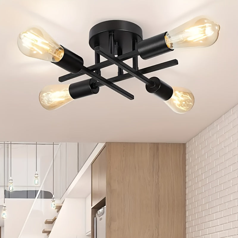 SatelliteLight – Moderne Industriële Plafondlamp in Zwart Ijzer