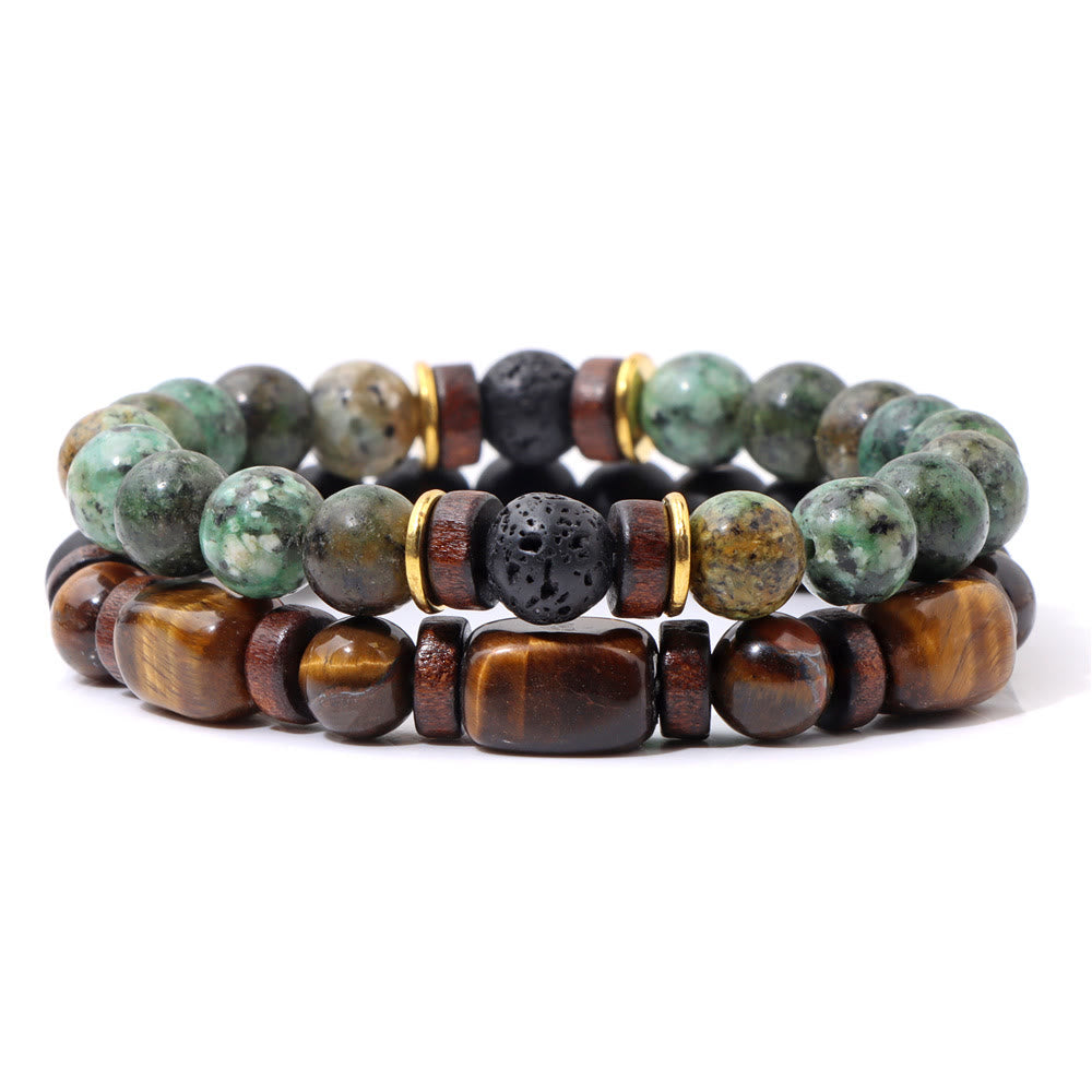 Stylish Afrikaans Turquoise & Tiger Eye Bracelet - Naya Collection