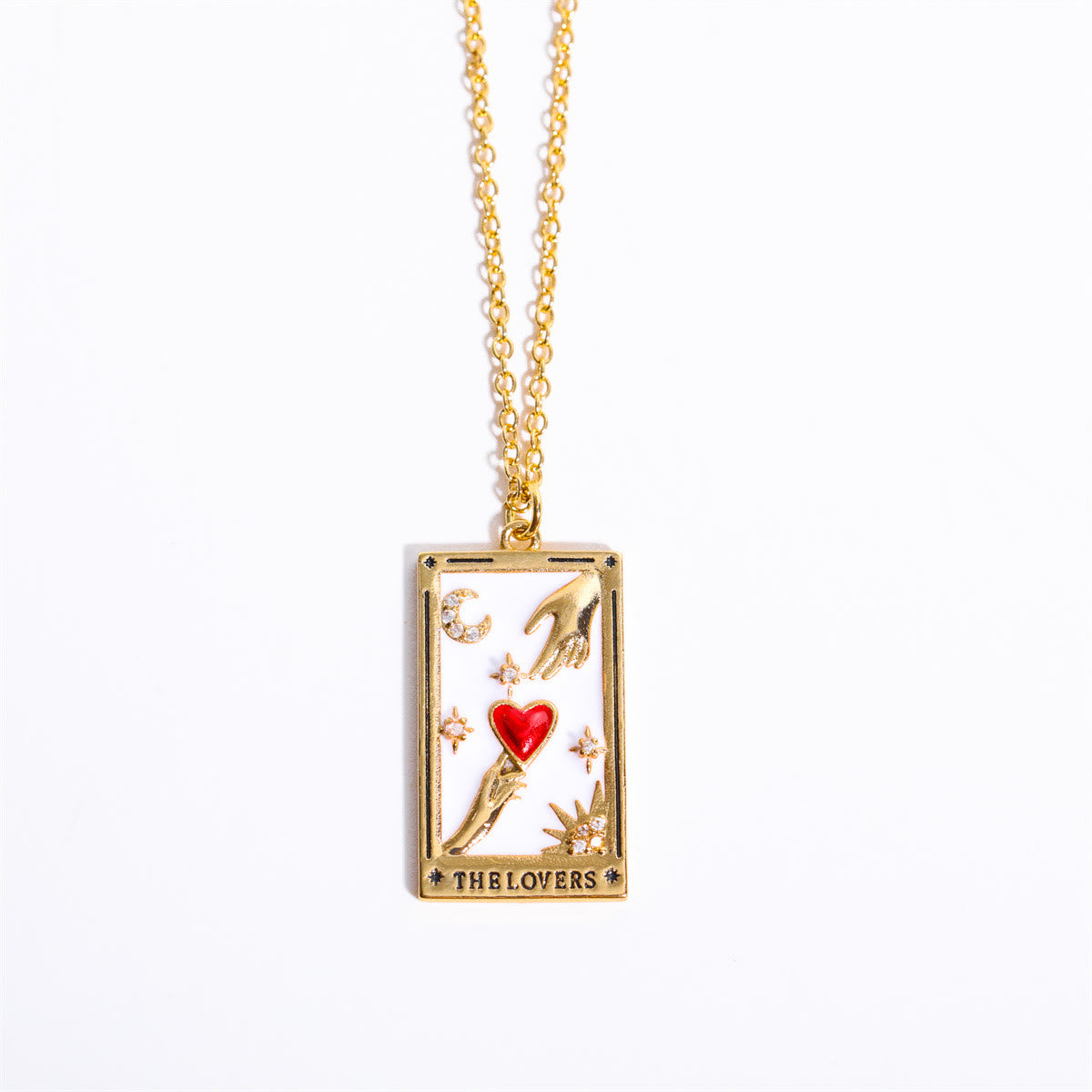 Elegante Amara Tarot Druppel Hanger Ketting met Zirkonia Vergulding