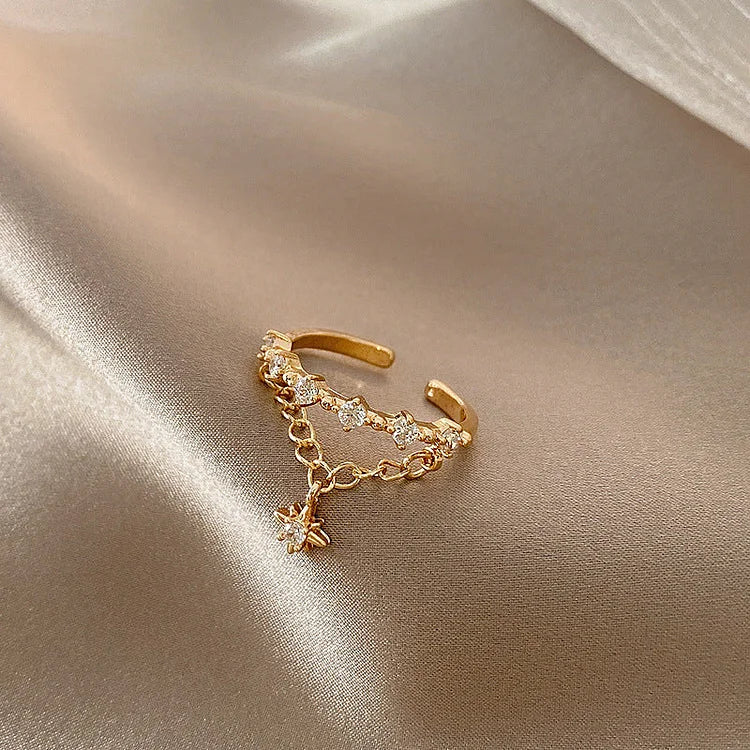 Stralende Gouden Hexagram Ring - Lyra Collection