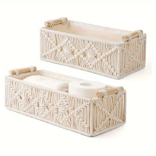 Boho Chic - Natuurlijke Katoenen Opbergmand voor Elegant Interieur