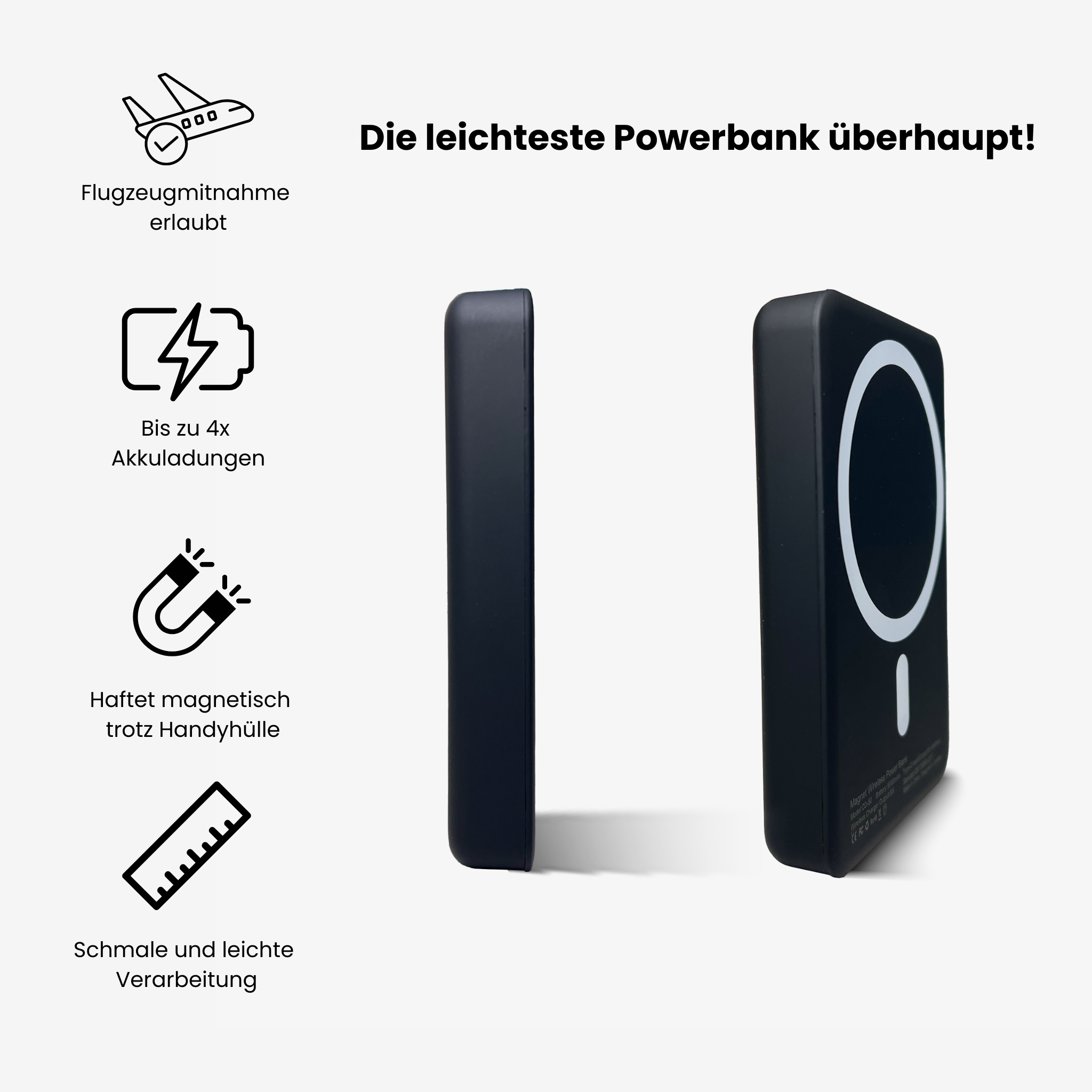 MagCharge Slim – Krachtige Magnetische Powerbank met LED