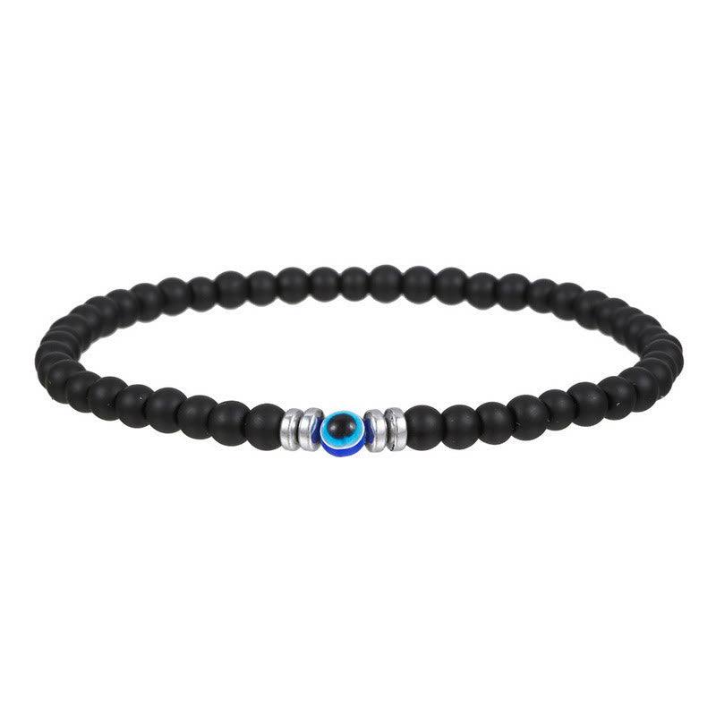 Zorgvuldig Gemaakte 4mm Natuurlijke Steen Armband met Boze Oog - Thor Edition voor Mannen