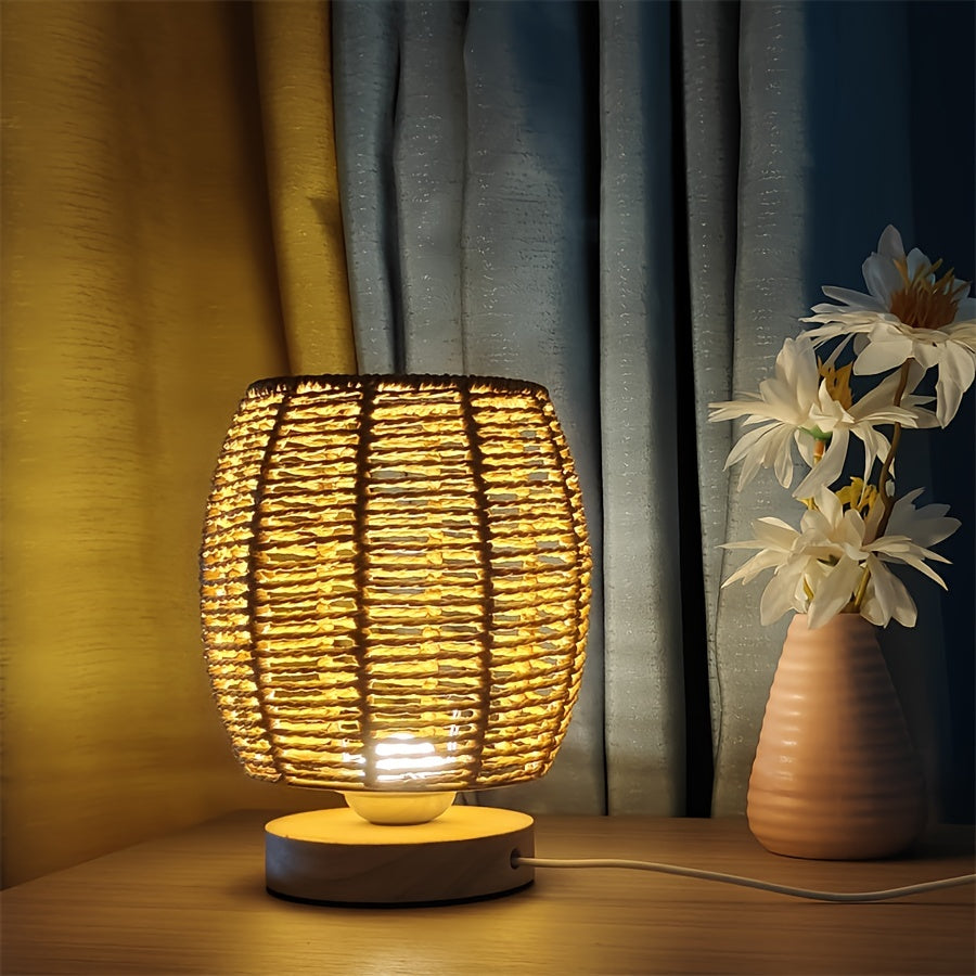 EcoLoom - Ambachtelijke Houten Tafellamp met LED Verlichting