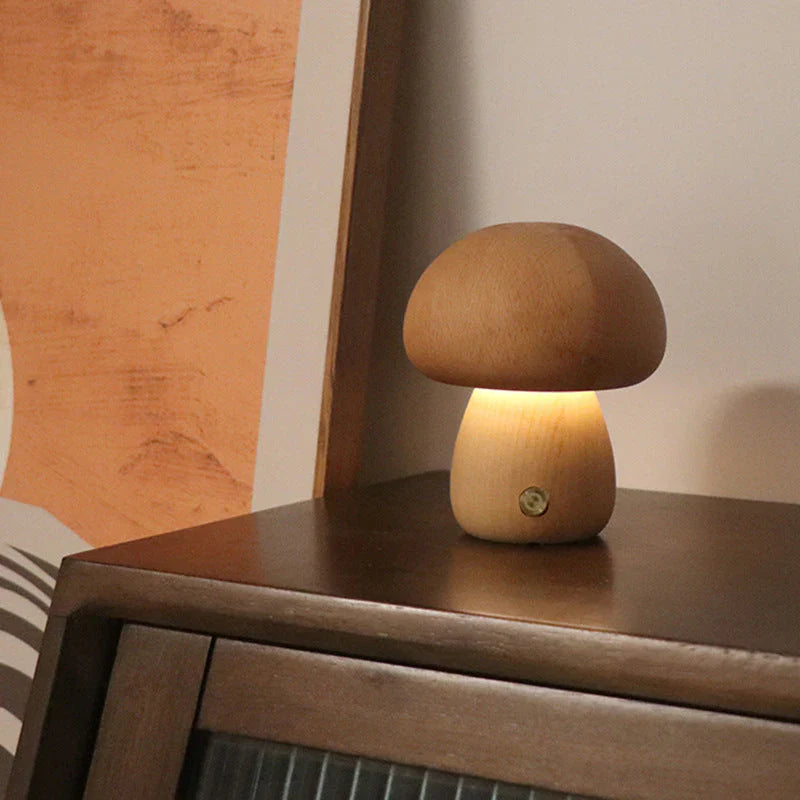 GlowShroom - Sfeervolle Houten LED Nachtlamp