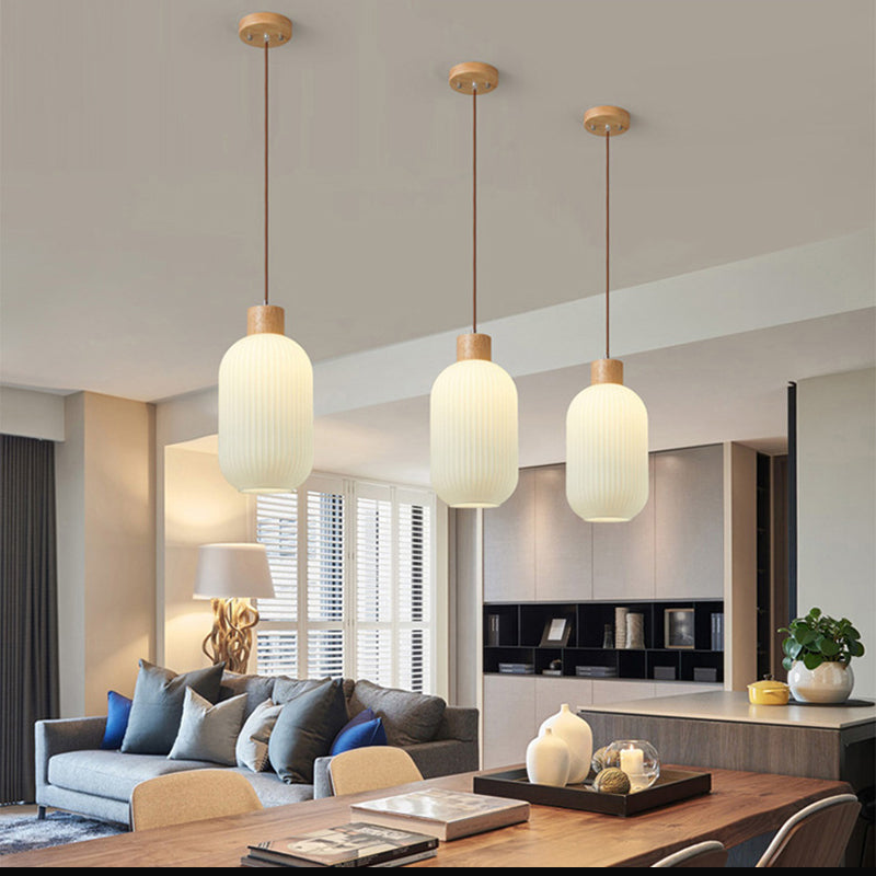 VintageLight - Stijlvolle Houten en Glazen Hanglamp