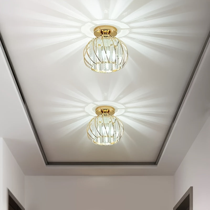 CrystalGlow - Luxe Kristallen Ganglamp, Zwart Goud
