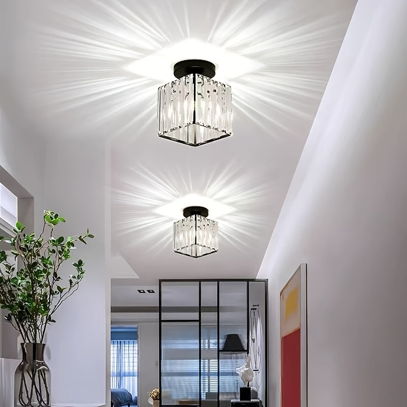 CrystalLuxe – Elegante Zwarte LED Plafondlamp met Kristal
