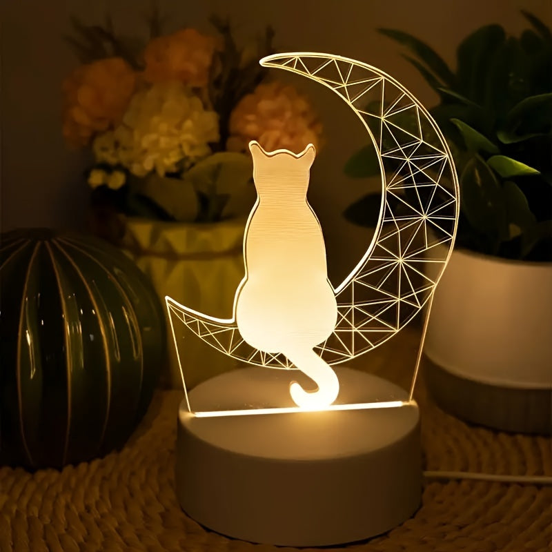 MoonGlow Lamp - 3D Kat Tafelverlichting USB