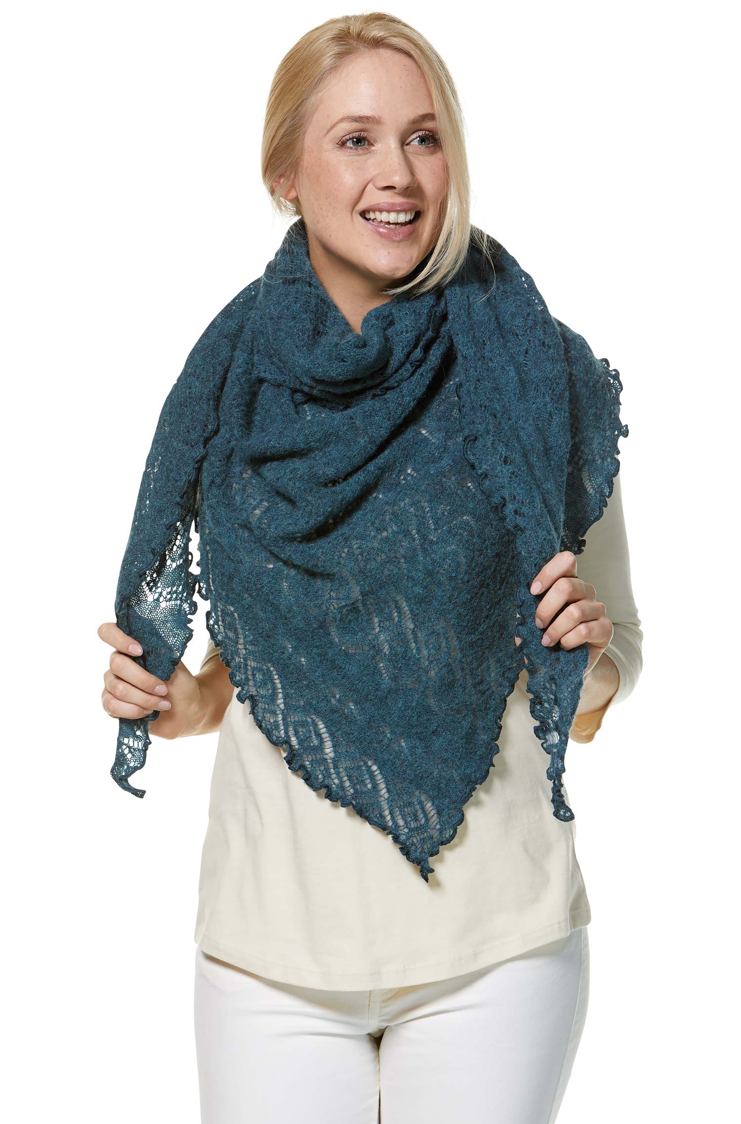 SoftWeave Scarf - Elegant Ajour Strick in Lichte Stof