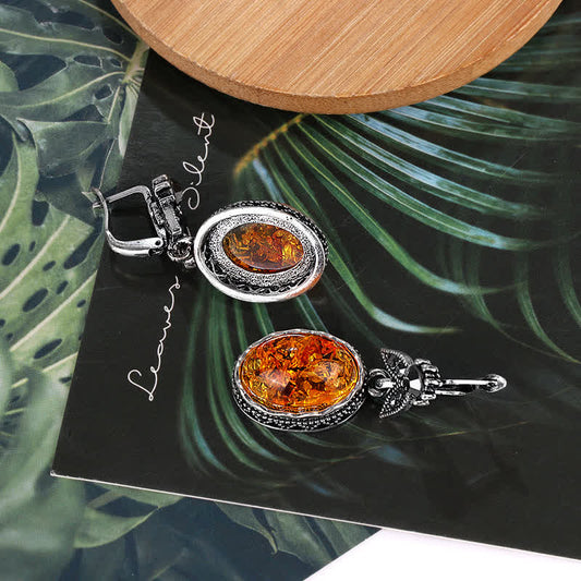 Nora's Vintage Floral Amber Earrings