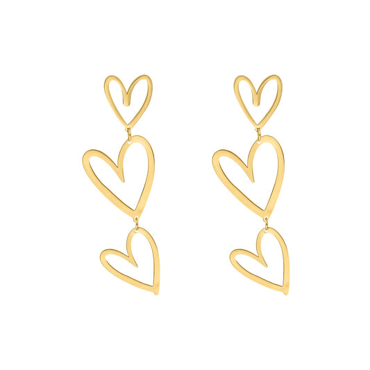 TripleHeart Earrings - Elegante & Trendy Oorbellen