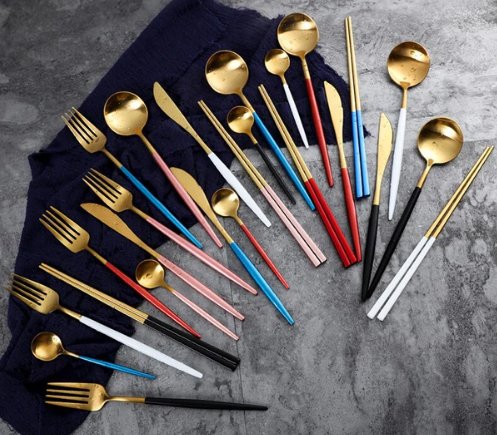 Gouden & Zilveren 24-Delige Bestekset voor Luxe Dineren