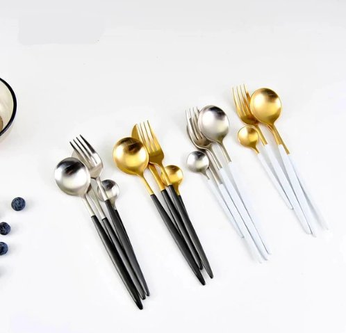 Gouden & Zilveren 24-Delige Bestekset voor Luxe Dineren