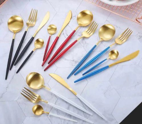 Gouden & Zilveren 24-Delige Bestekset voor Luxe Dineren