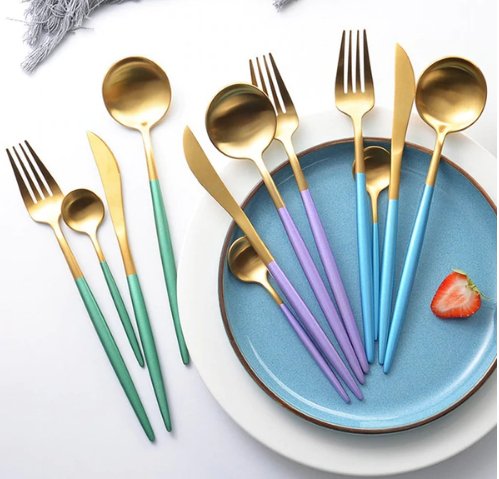 Gouden & Zilveren 24-Delige Bestekset voor Luxe Dineren