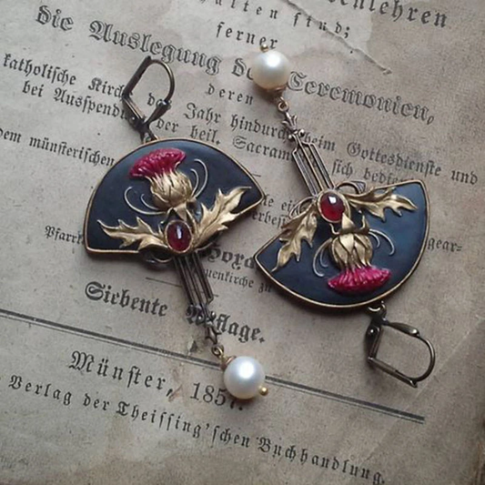 Chic Boho Oorbellen met Elegante Parels en Stralende Rode Kristallen - Elodie collectie