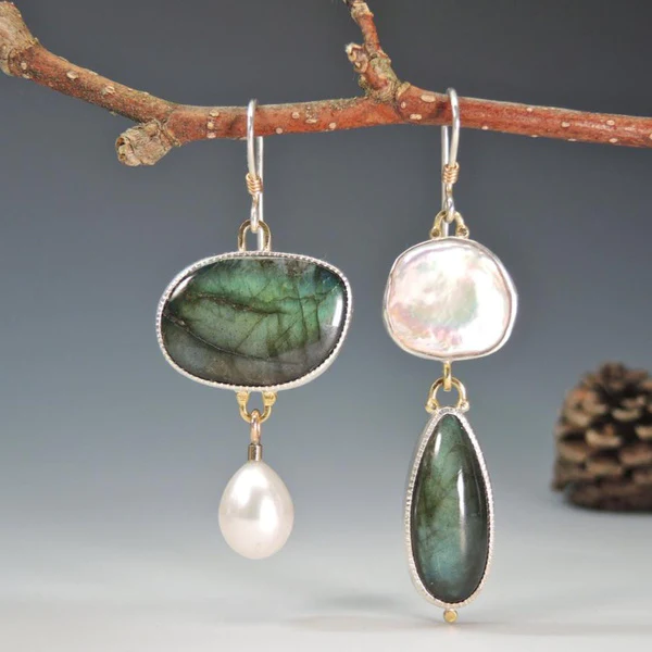 Chic Vintage Nature Stone Earrings - Marivelle Collection