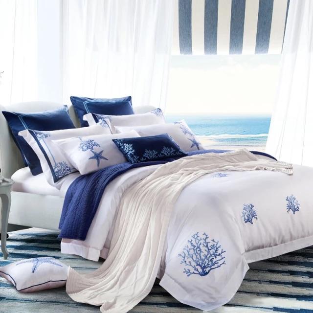 Blue Coral – Luxueuze Egyptische Katoenen Dekbedovertrek