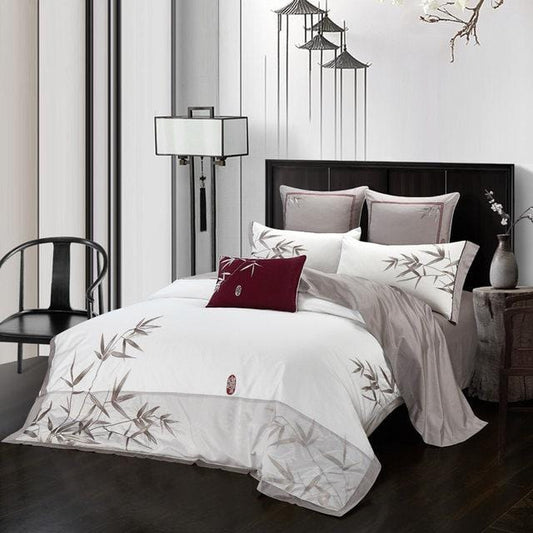 Bamboo White Bloom - Luxe Dekbedovertrekset van Egyptisch Katoen