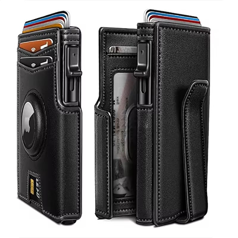 RFID Leren Pop-Up Wallet – Slimme Portemonnee met Airtag Slot