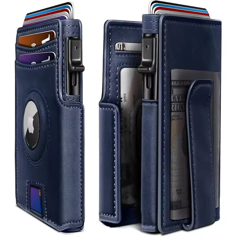 RFID Leren Pop-Up Wallet – Slimme Portemonnee met Airtag Slot