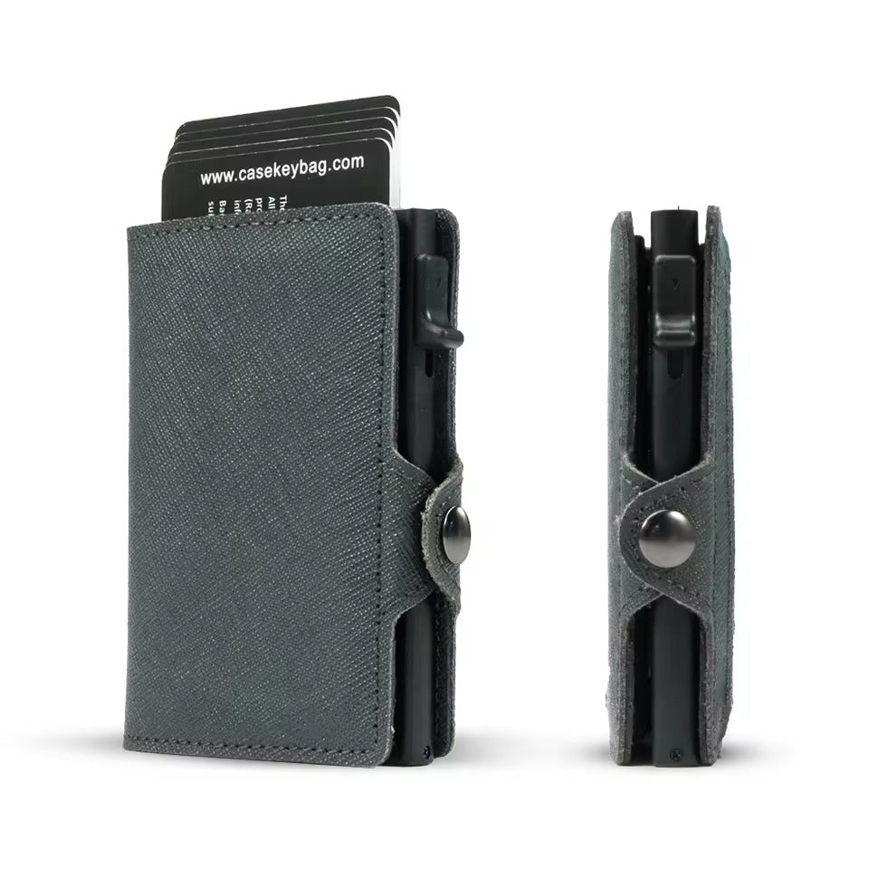 RFID Slim Wallet – Leren Pop-Up Kaartenhouder Heren Portemonnee