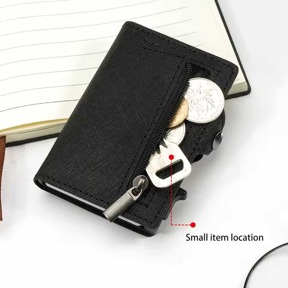 RFID Slim Wallet – Leren Pop-Up Kaartenhouder Heren Portemonnee