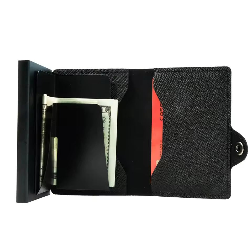 RFID Slim Wallet – Leren Pop-Up Kaartenhouder Heren Portemonnee