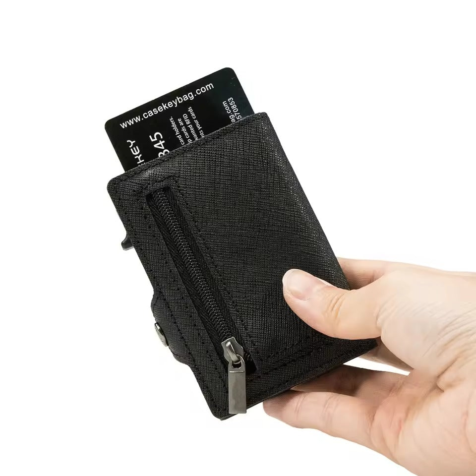 RFID Slim Wallet – Leren Pop-Up Kaartenhouder Heren Portemonnee
