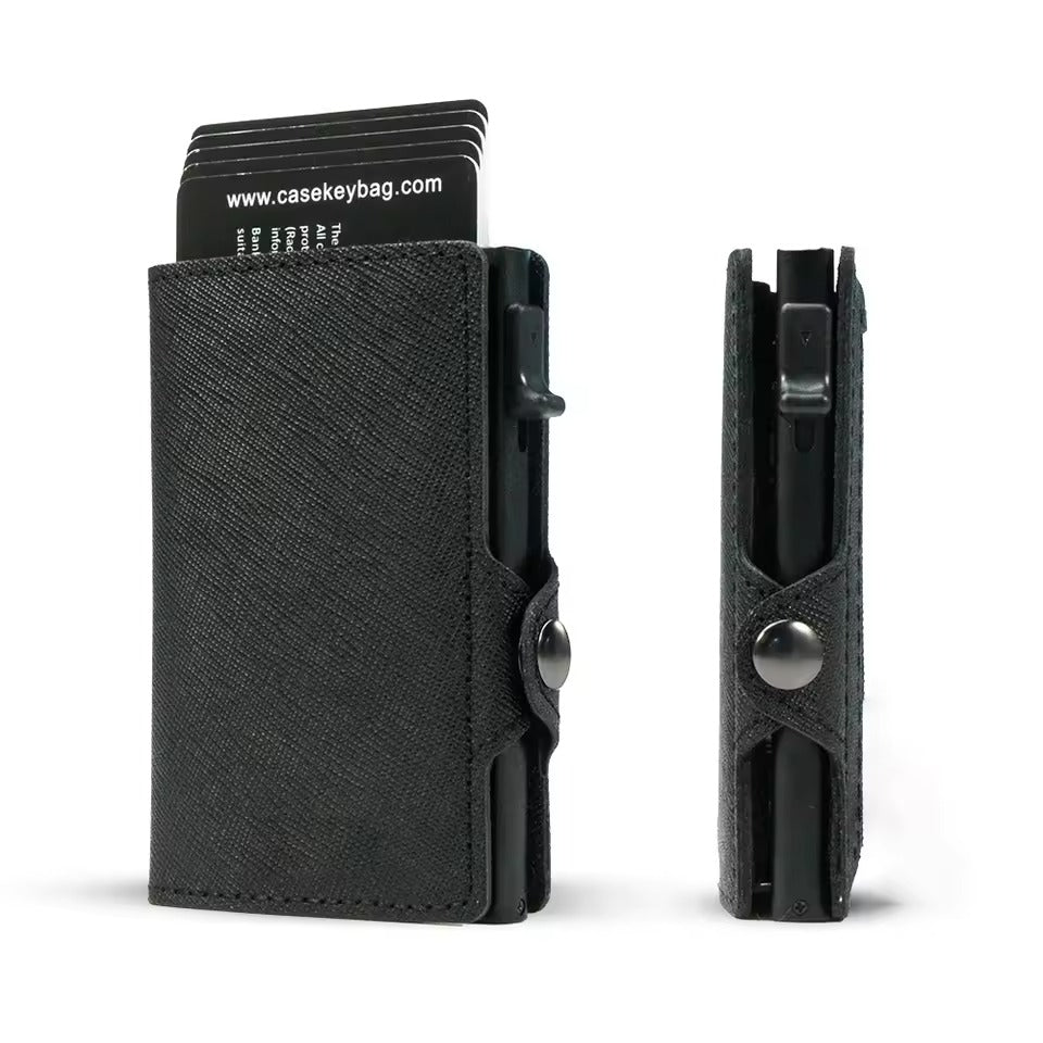 RFID Slim Wallet – Leren Pop-Up Kaartenhouder Heren Portemonnee