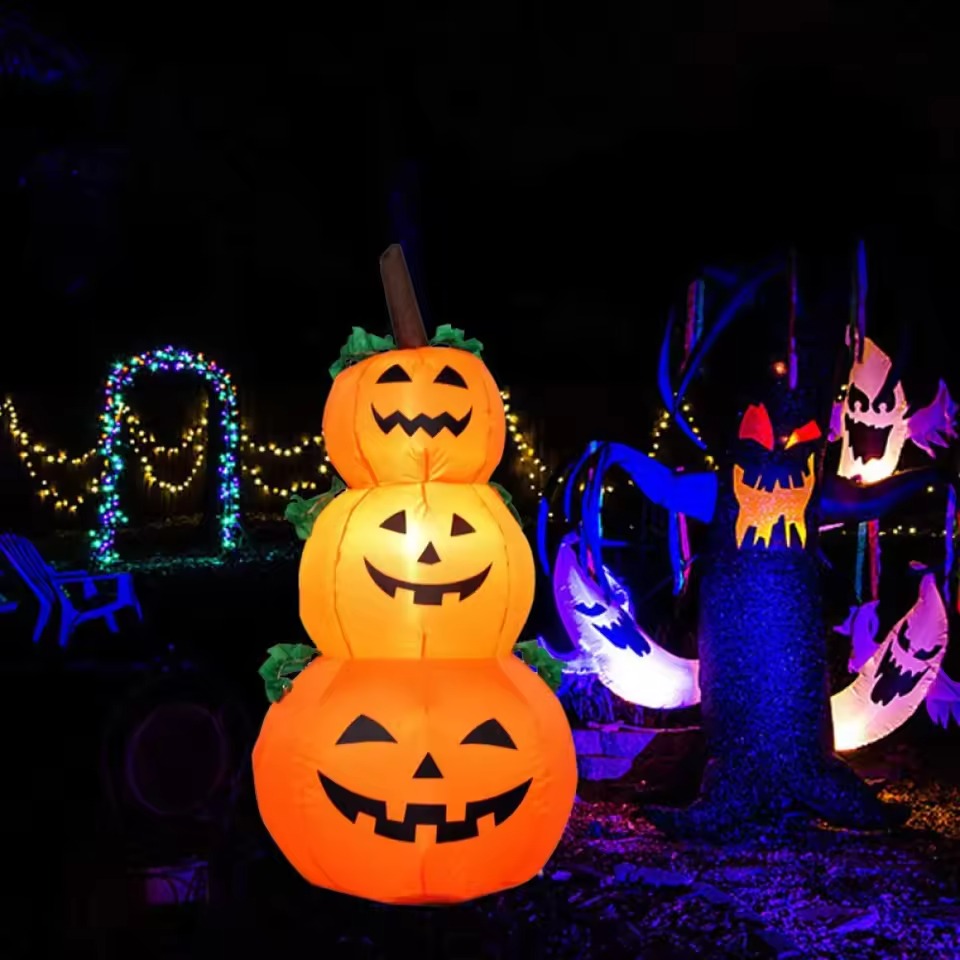 Halloween Opblaasbare Pompoen 1,2M met LED Verlichting voor Tuin en Huis