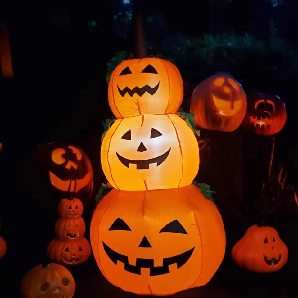 Halloween Opblaasbare Pompoen 1,2M met LED Verlichting voor Tuin en Huis